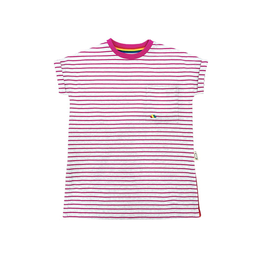 KIDS PINK STRIPE LONG T-SHIRT