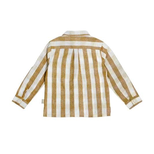 KIDS BROWN CHECK LONG SLEEVE SHIRT