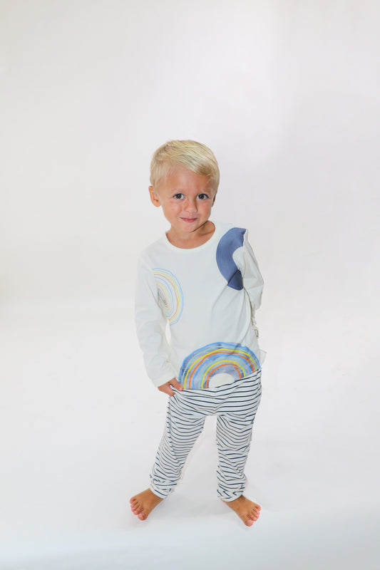 KIDS CREAM VINYL PRINT LONG SLEEVE TOP