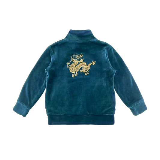 KIDS VELOUR DRAGON PRINT ZIPPED JACKET