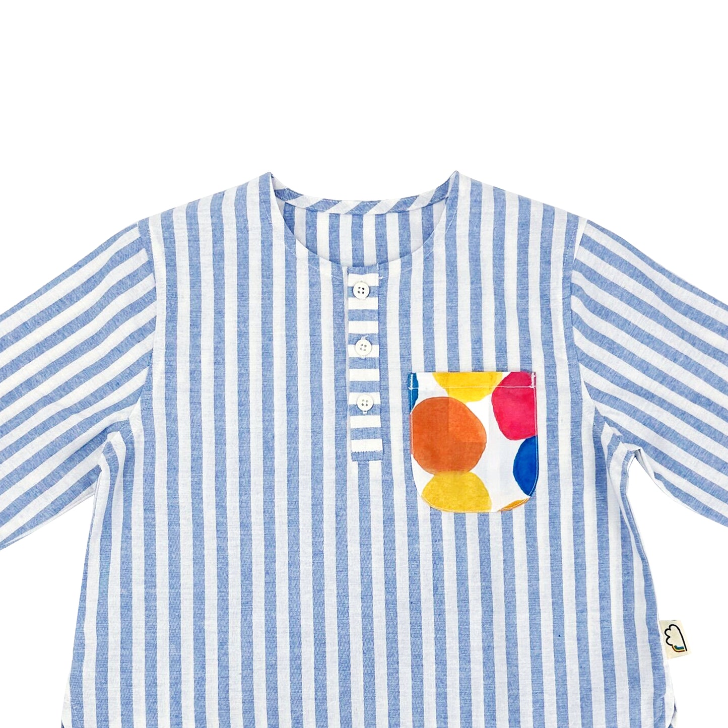 KIDS BLUE STRIPE ROUND NECK LONG SLEEVE SHIRT