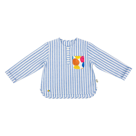 KIDS BLUE STRIPE ROUND NECK LONG SLEEVE SHIRT
