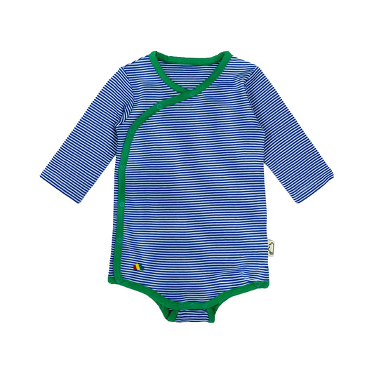 BABY BLUE STRIPE SIDE BUTTON LONG SLEEVE BODYSUIT