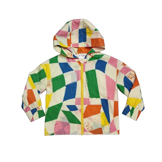 KIDS' RAINBOW GEOMETRIC LONG SLEEVE HOODED JACKET