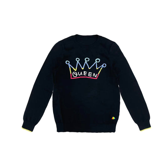 WOMEN'S RAINBOW QUEEN CROWN PRINT LONG JUMPER