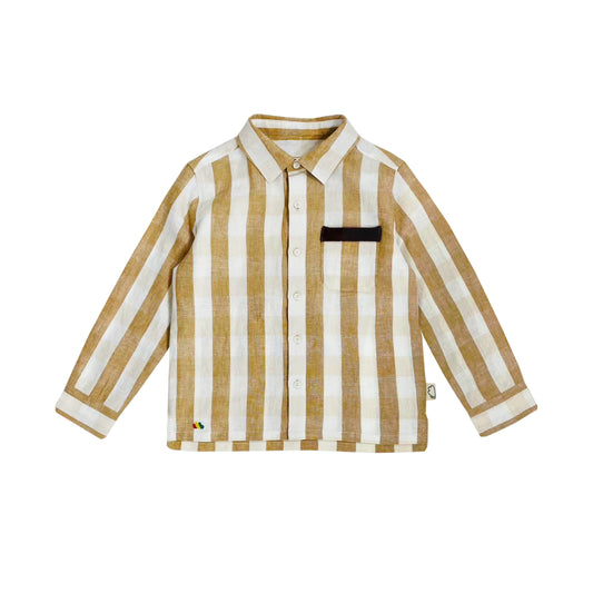 KIDS BROWN CHECK LONG SLEEVE SHIRT
