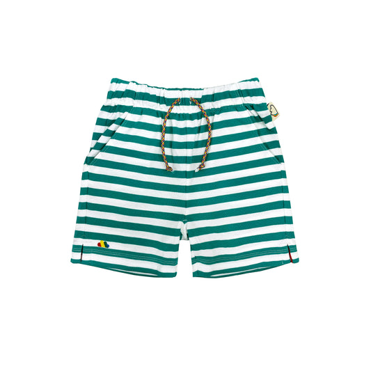KIDS GREEN STRIPE SHORTS