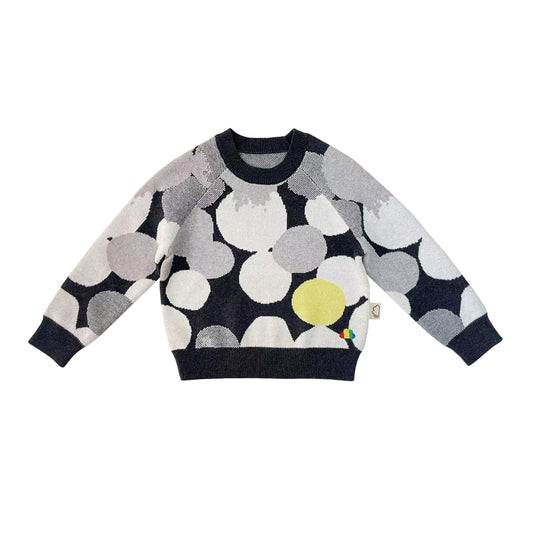 KIDS GREY SPOT JACQUARD LONG-SLEEVE SWEATER