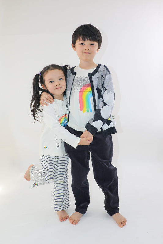KIDS NAVY STRIPE BOOT CUT LEGGING