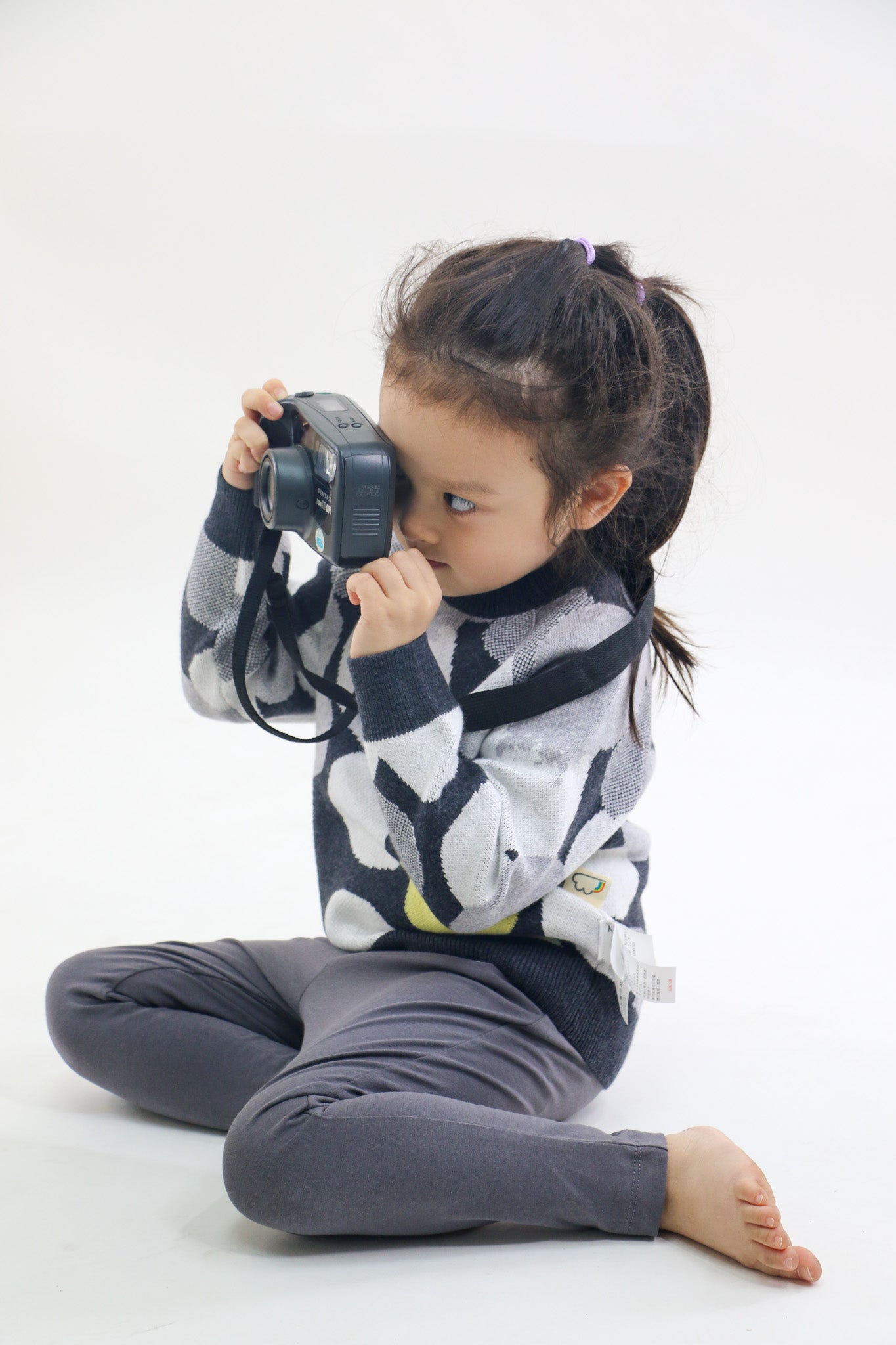 KIDS GREY SPOT JACQUARD LONG-SLEEVE SWEATER