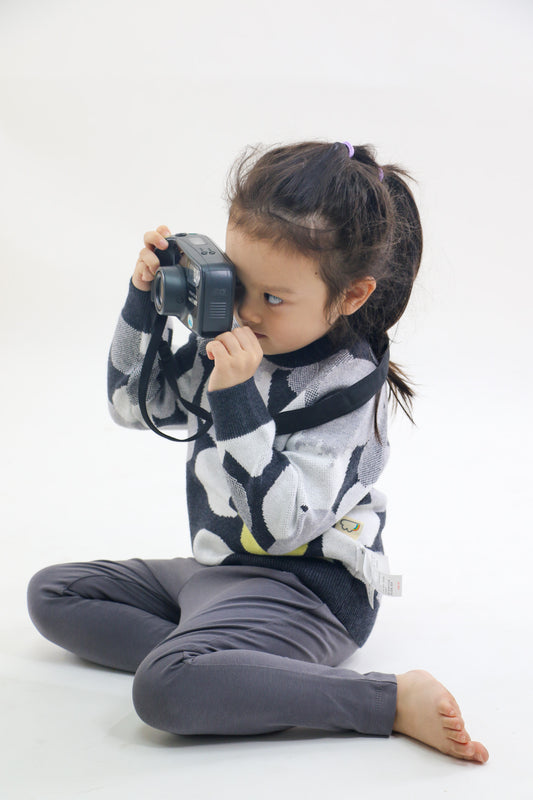 KIDS GREY SPOT JACQUARD LONG-SLEEVE SWEATER