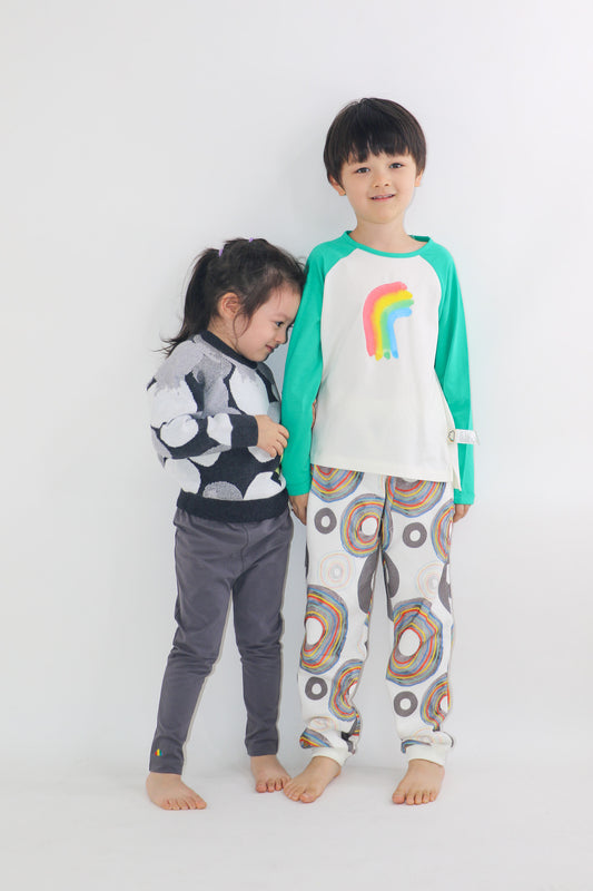 KIDS RAINBOW PRINT GREEN LONG SLEEVE TOP