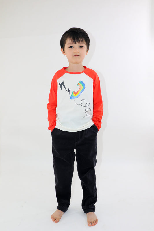 KIDS RAINBOW TELEPHONE RED LONG SLEEVE TOP
