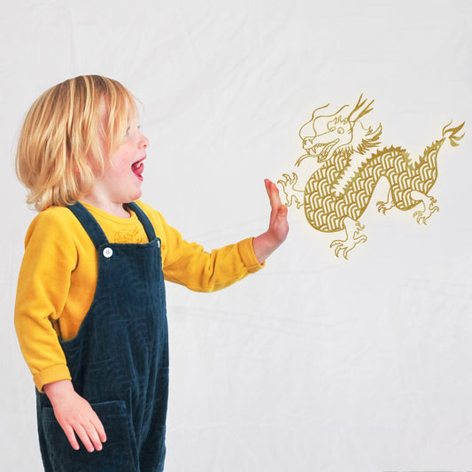 BABY YELLOW DRAGON PRINT LONG-SLEEVE SPORTS TWIN SET