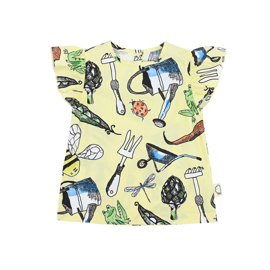 BABY/KIDS GARDEN PRINT RUFFLE SLEEVE TOP