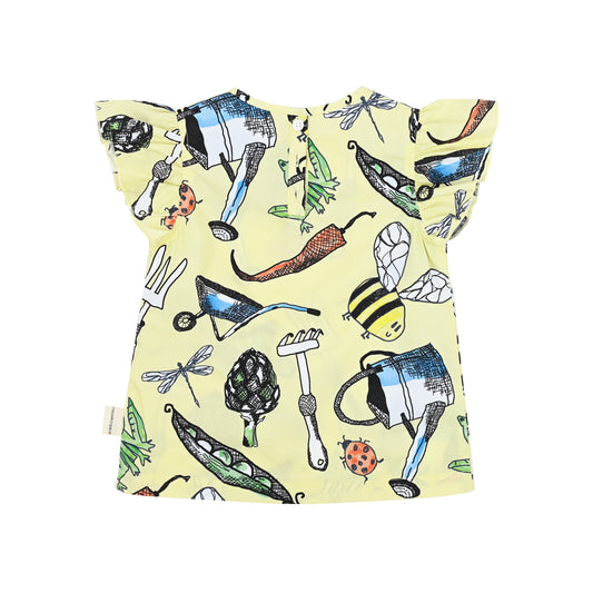 BABY/KIDS GARDEN PRINT RUFFLE SLEEVE TOP