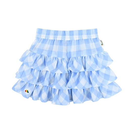 BABY/KIDS BLUE CHECK PRINT RUFFLES SKIRT