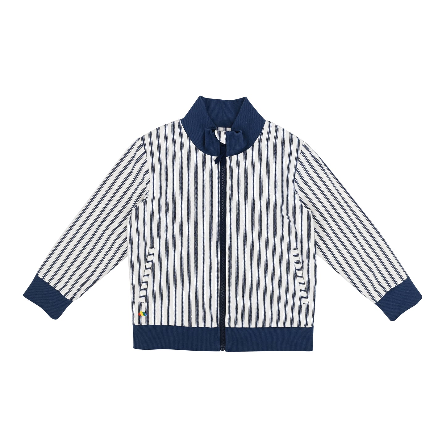 KIDS NAVY STRIPE ZIPPED LONG SLEEVE JACKET
