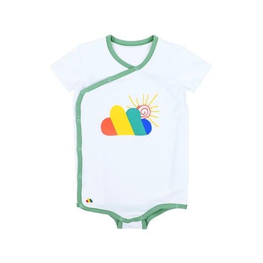BABY RAINBOW CLOUD PRINT SIDE BUTTON SHORT SLEEVE BODYSUIT