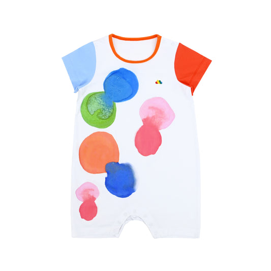 BABY RAINBOW SPOT PRINT SHORT SLEEVE PLAYSUIT
