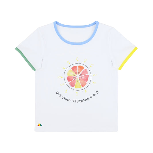 KIDS ORANGE PRINT SHORT SLEEVE T-SHIRT