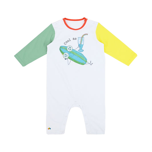 BABY CUCUMBER PRINT LONG SLEEVE PLAYSUIT