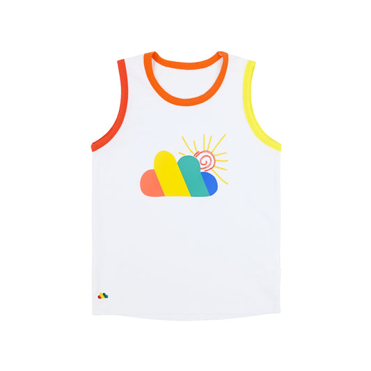 KIDS RAINBOW CLOUD PRINT VEST TOP