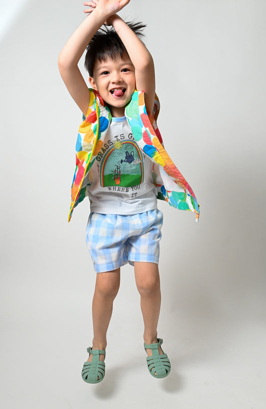 BABY/KIDS BLUE CHECK PRINT SHORTS