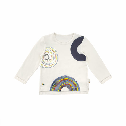 KIDS CREAM VINYL PRINT LONG SLEEVE TOP