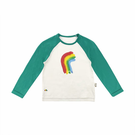 KIDS RAINBOW PRINT GREEN LONG SLEEVE TOP
