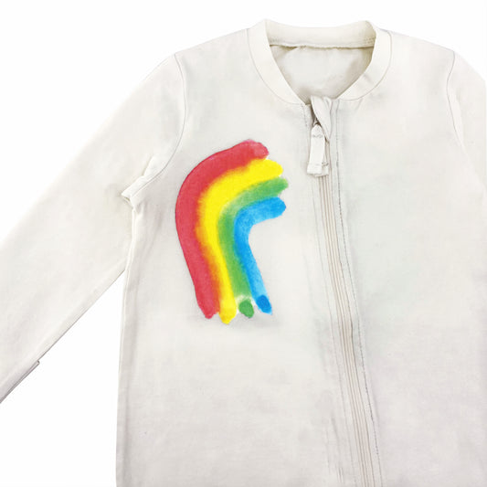 BABY RAINBOW PRINT LONG SLEEVE ZIP UP PLAYSUIT