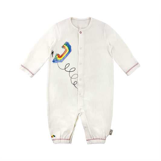 BABY RAINBOW TELEPHONE PRINT LONG SLEEVE PLAYSUIT
