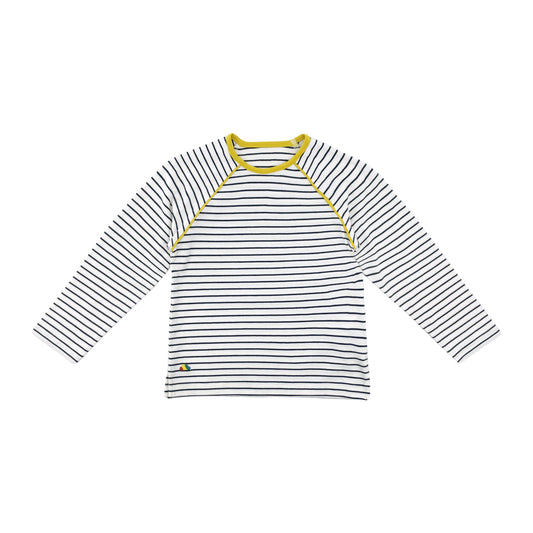 BABY/KIDS NAVY STRIPE RAINBOW NECK LONG SLEEVE TOP