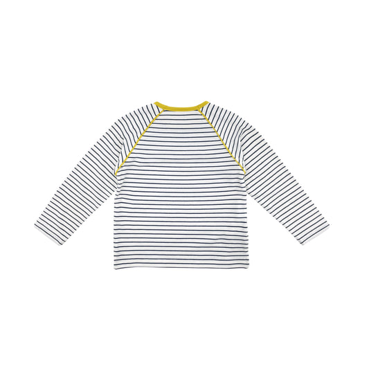 BABY/KIDS NAVY STRIPE RAINBOW NECK LONG SLEEVE TOP