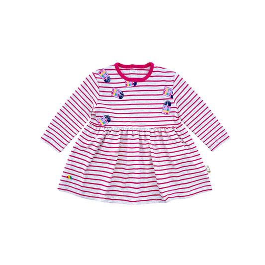 BABY/KIDS PINK VINYL PRINT LONG SLEEVE DRESS