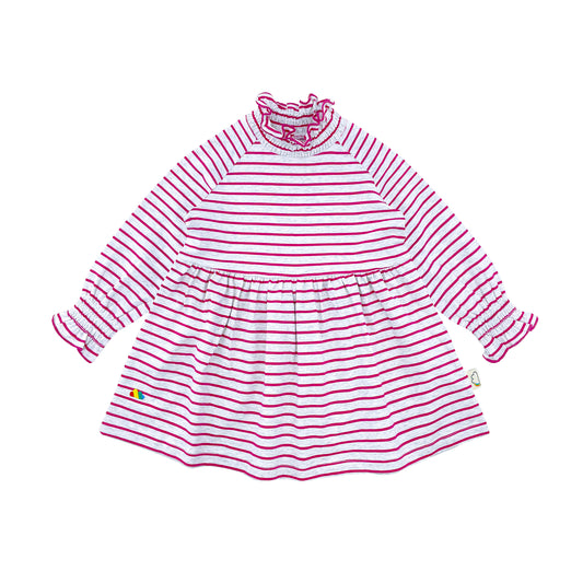 BABY/KIDS PINK STRIPE TURTLE NECK DRESS