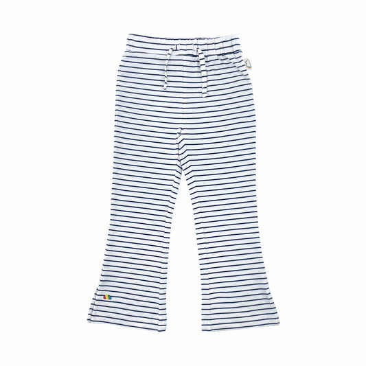 KIDS NAVY STRIPE BOOT CUT LEGGING