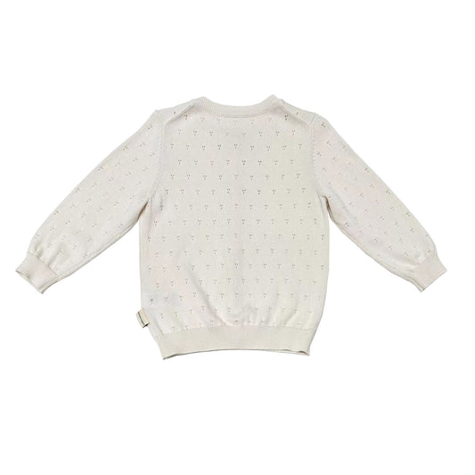 KIDS GIRL POINTELLE BUTTON CARDIGAN