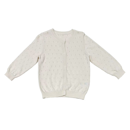 KIDS GIRL POINTELLE BUTTON CARDIGAN