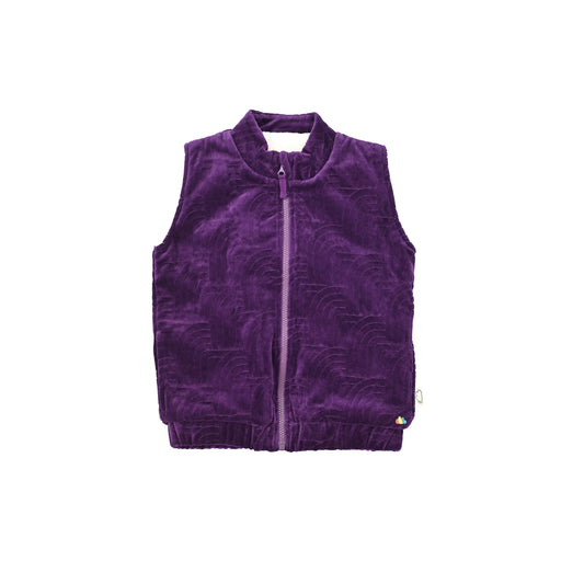 丝绒刺绣毛毛拉链背心