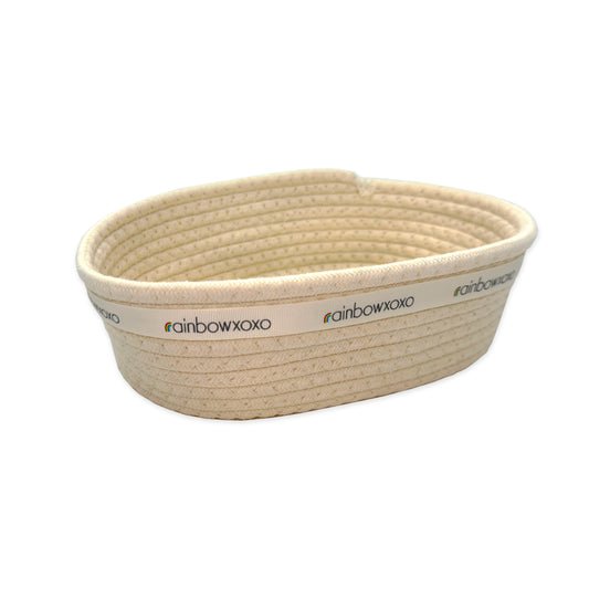 OVAL-SHAPED BROWN WICKER BASKET