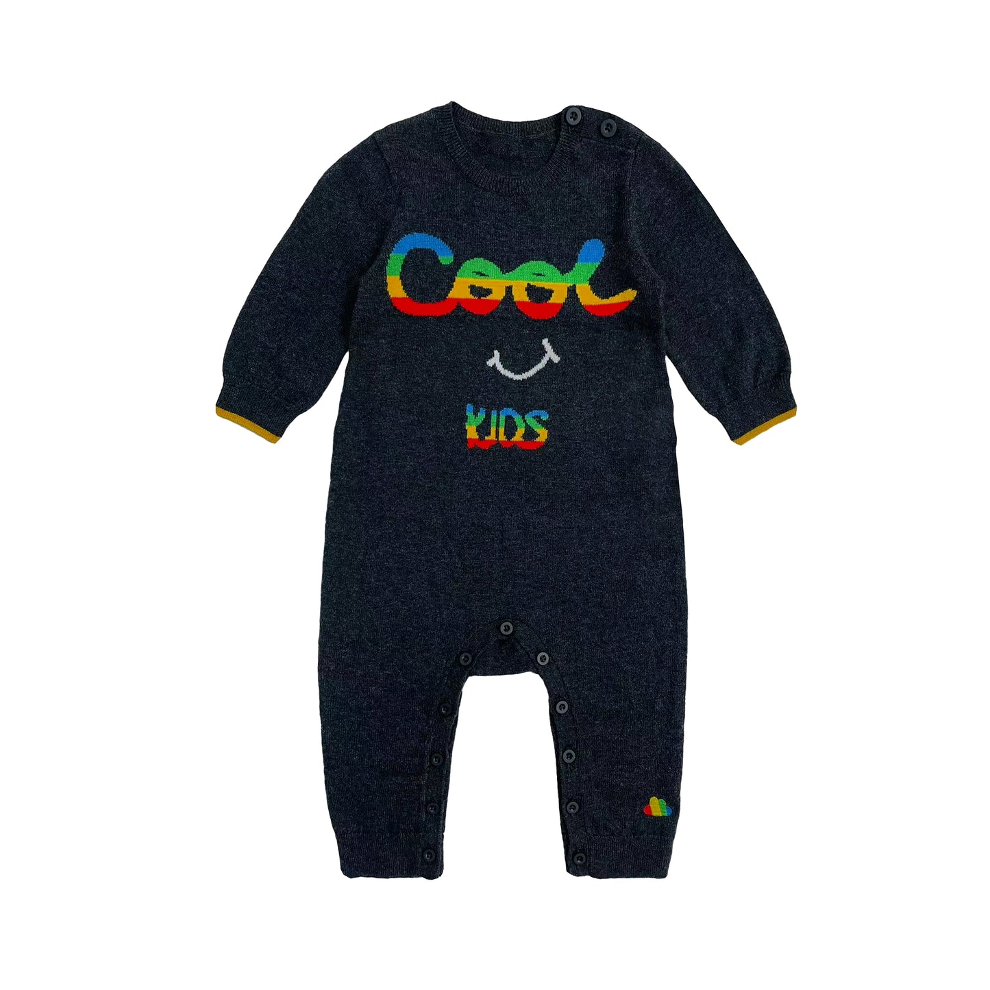 親子裝|BB衣服 - 裝彩虹COOL KIDS印花長袖羊絨混棉連身衣