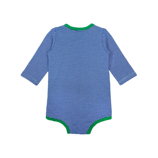 BABY BLUE STRIPE SIDE BUTTON LONG SLEEVE BODYSUIT