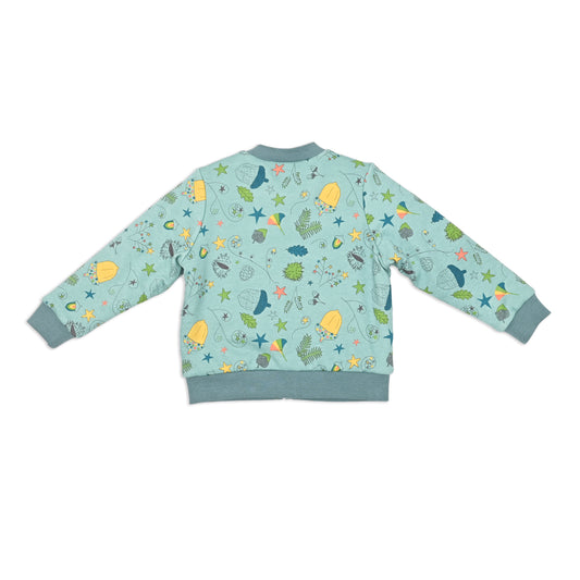 KIDS ACORN PRINT FUR LINED ZIPPED JACKET