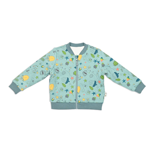 KIDS ACORN PRINT FUR LINED ZIPPED JACKET