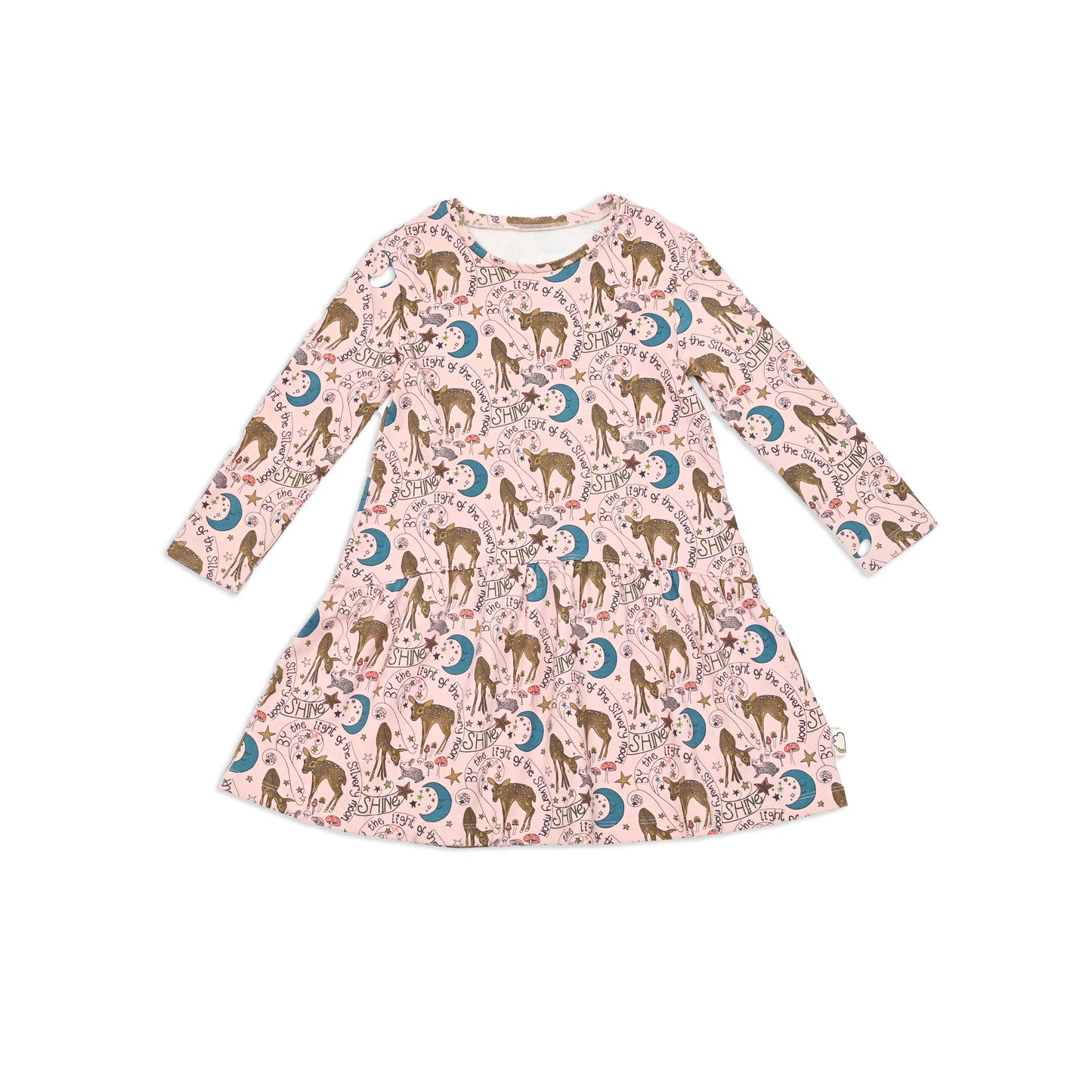 KIDS DEER PRINT LONG-SLEEVES A-LINE DRESS