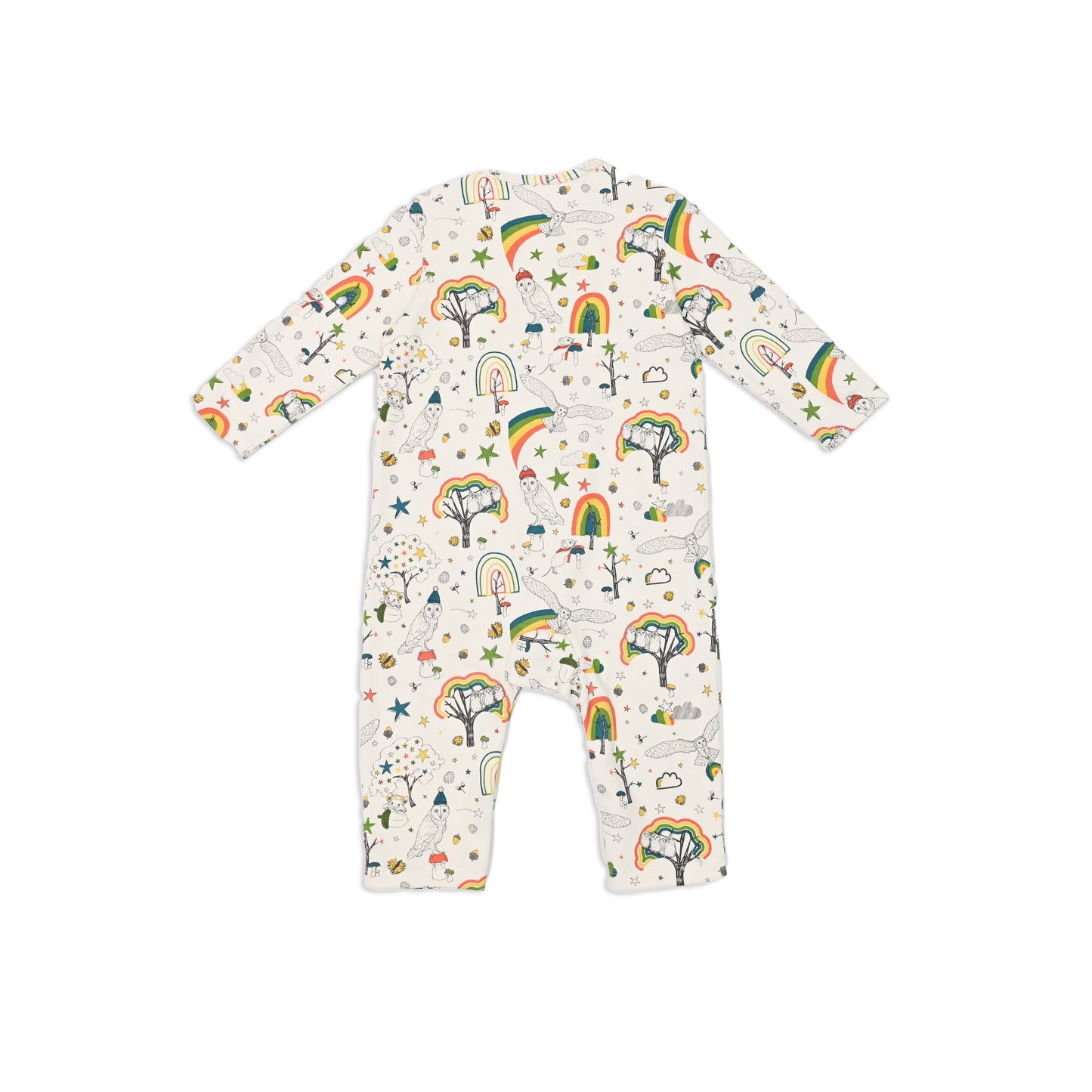 BABY OWL PRINT PULL OVER LONG-SLEEVES PLAYSUIT