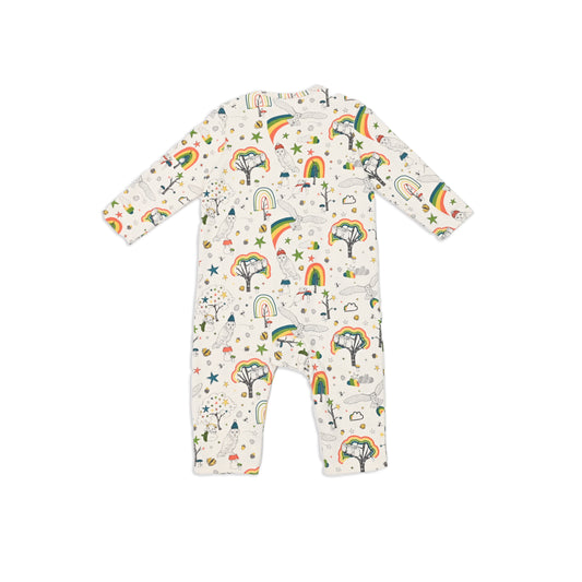 BABY OWL PRINT PULL OVER LONG-SLEEVES PLAYSUIT