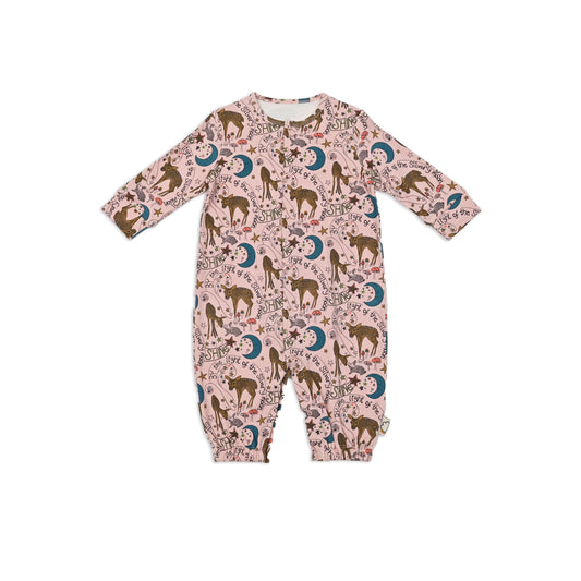 BABY DEER PRINT TWO-WAY KIMONO OR PLAYSUIT