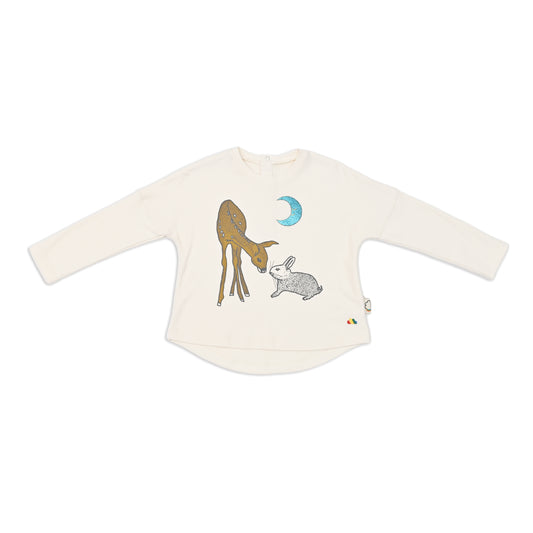 BABY DEER+RABBIT DROP SHOULDERS LONG-SLEEVES T SHIRT